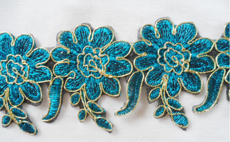 Gold Wire Embrodery Lace Edge with Cord Embroidery Lace Trim