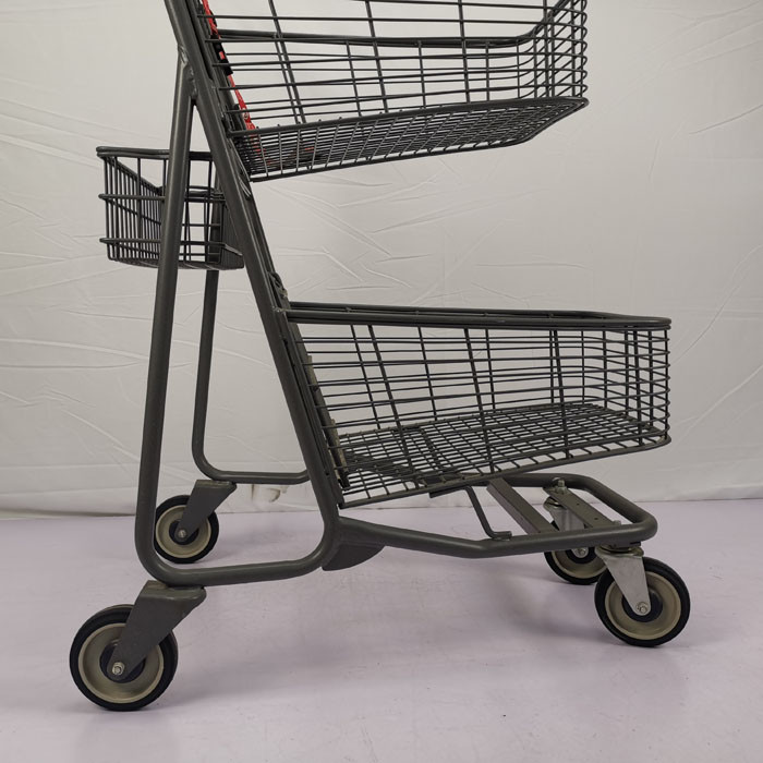 80L Supermarket Shopping Cart Double Basket Large Metal Trolley