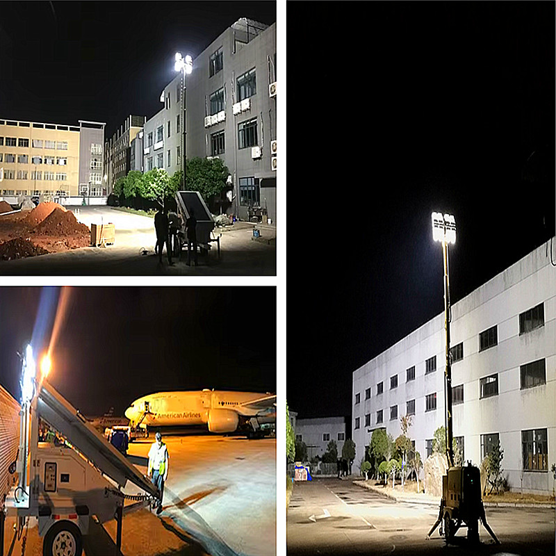 Industrial Light Tower 96000Lms LED Mobile Light Tower Events Solar Light Tower