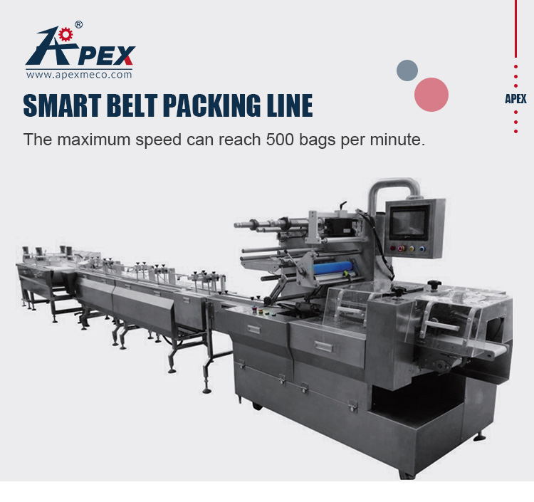 Fully Automatic Packing Machine Smart Belt Sugar Biscuit Food Sachet Automatic Packing Line