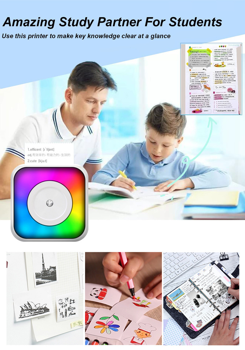 OEM Portable Thermal Papers Mini Inkless Printer For IOS Android