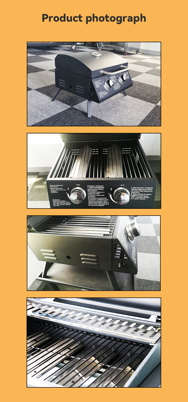 55*46.5*41cm Portable Gas BBQ Grill Outdoor Kitchen with Steel Metal Type Gas Grill