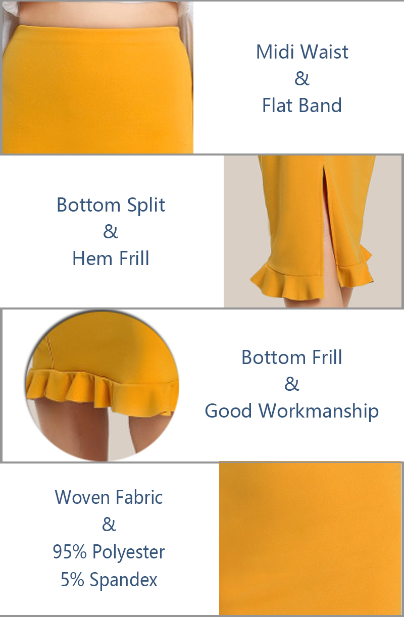 Fashion 2018 Yellow Package Hip Pencil Office Skirts Women