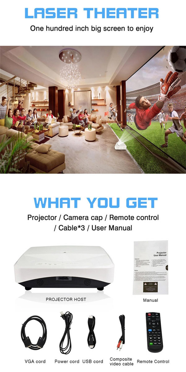 Office Use Full Hd Led Projector 3500 ANSI Lumens For Education Entertainment