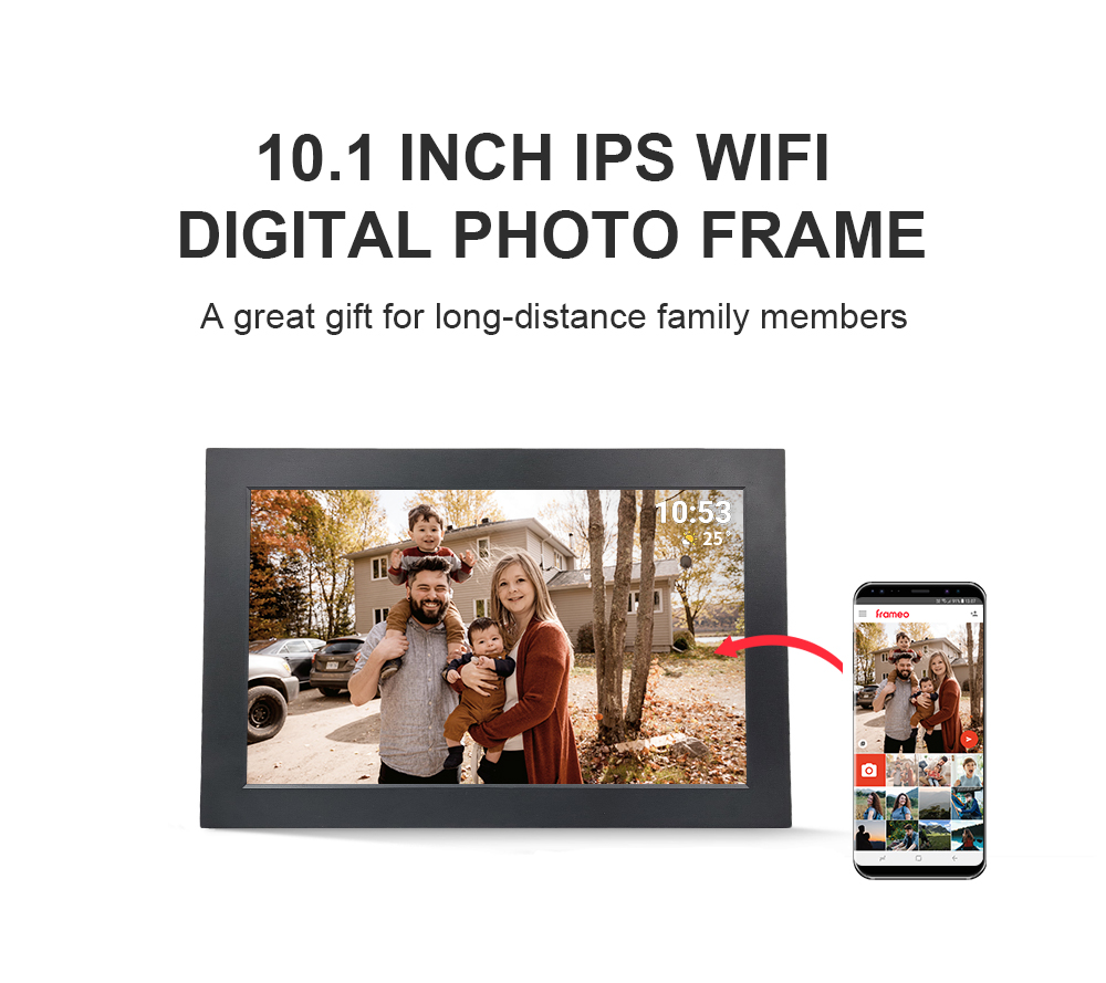10.1 Inch Frameo App Digital Picture Frame Multi-User Touch Screen Share Photos Videos