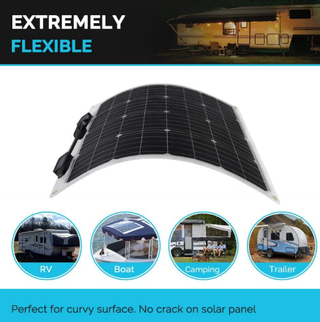 Semi-flexible Monocrystalline Flexible Solar Panel 12 Volt For Marine RV motorhome 4wd