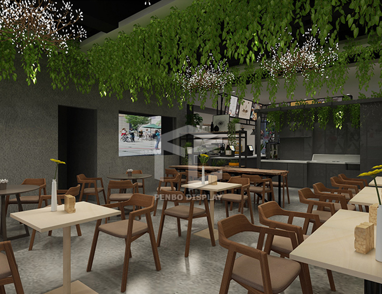 ODM Coffee Shop Display 20mm MDF Spray Painted With Metal Halide
