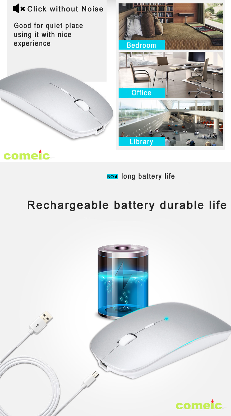 Factory sell wireless bluetooth mouse rechargeable mini usb 3d optical computer wireless mouse withbroardcom chipset