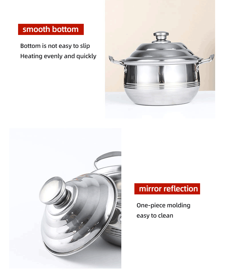 Factory Wholesale Different Size Cookware Set Custom Pots Wholesale 5PCS Stainless Steel Cooking Pot Set