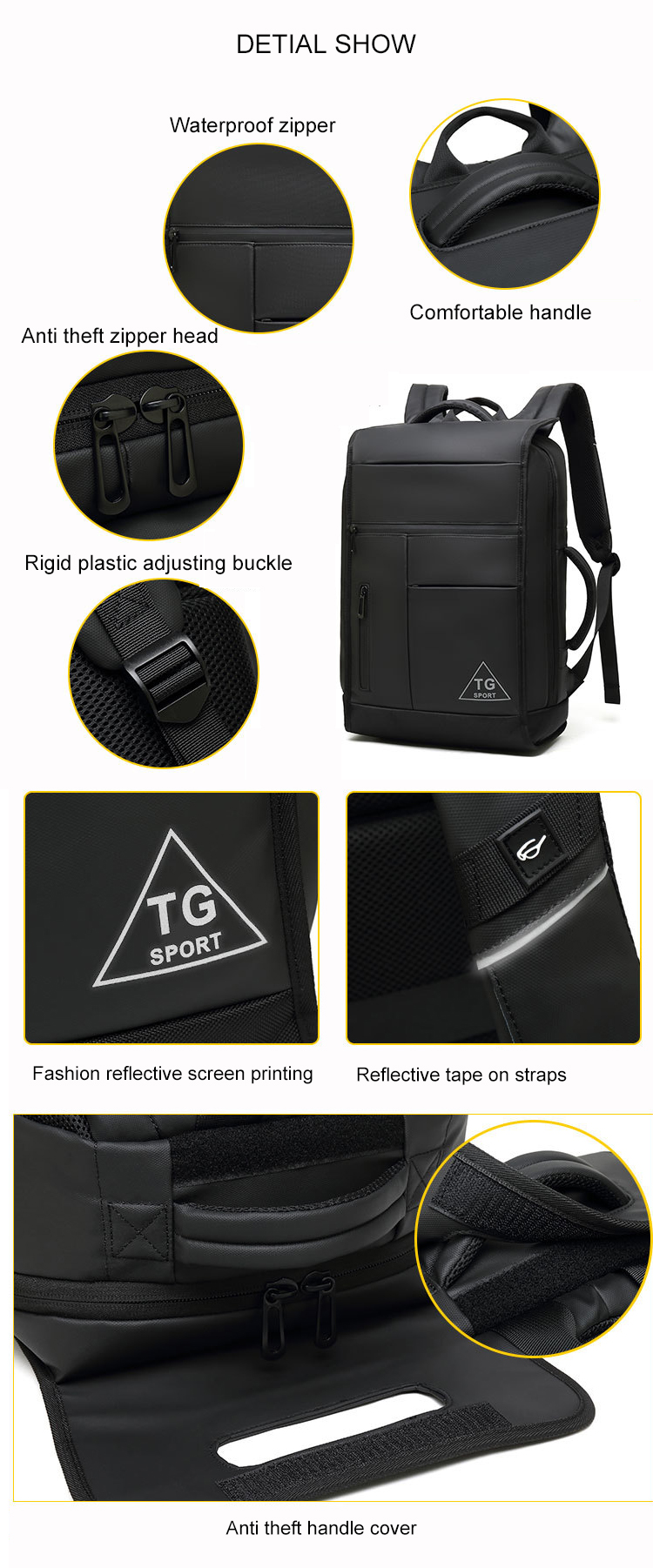 Oxford 25L Travel Modern Mens Backpack With USB Charging Port