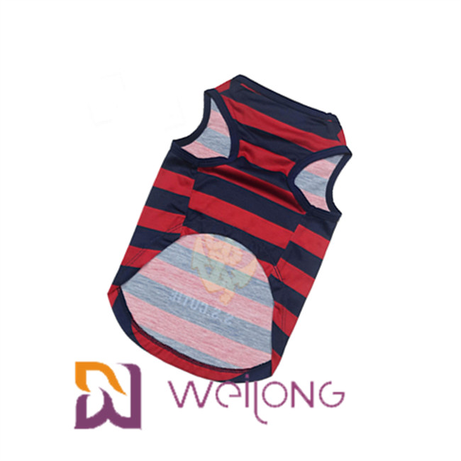 Polyester Customized Rubber Print Stripe Pet T Shirt Dog Birthday Shirt