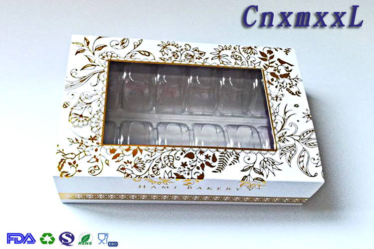 Pantone Color Biodegradable Macaron Box Packaging With Clear PVC Window