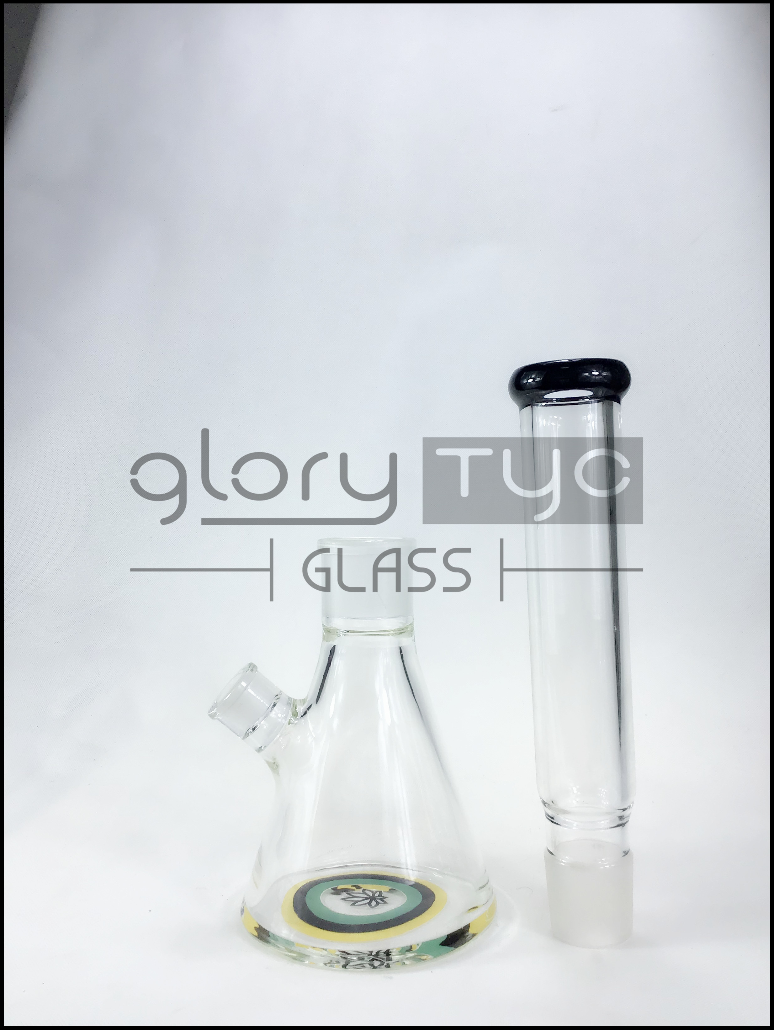 18 Inches Glass Water Pipes Recycler With Colorful Downstem And Bowl
