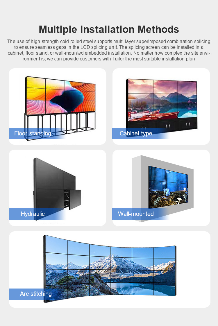 8ms 55 Inch LCD Advertising Full Hd Video Wall Floor Standing TFT Type 4000:1 Contrast Ratio