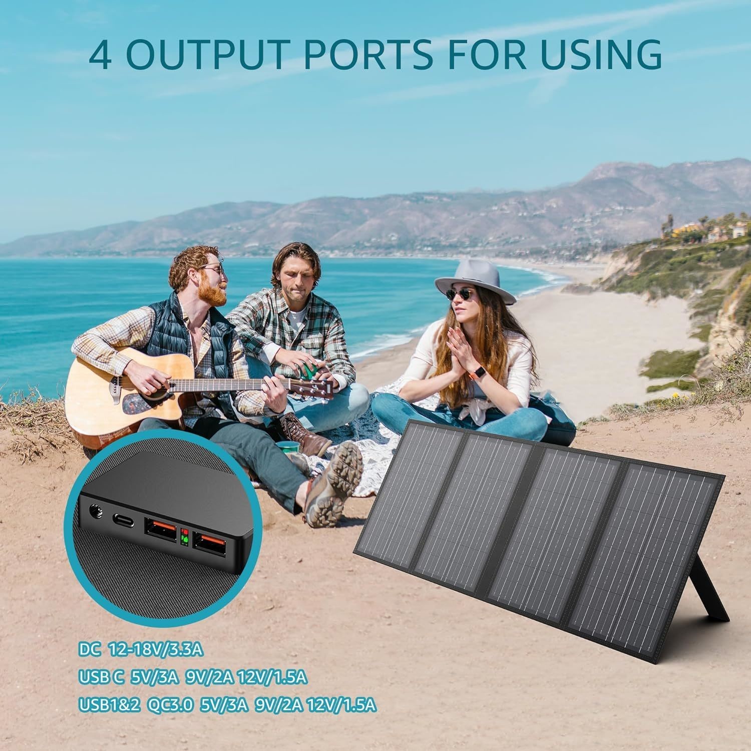Waterproof and Black Solar Folding Bag with 18V Voltage at Max Power