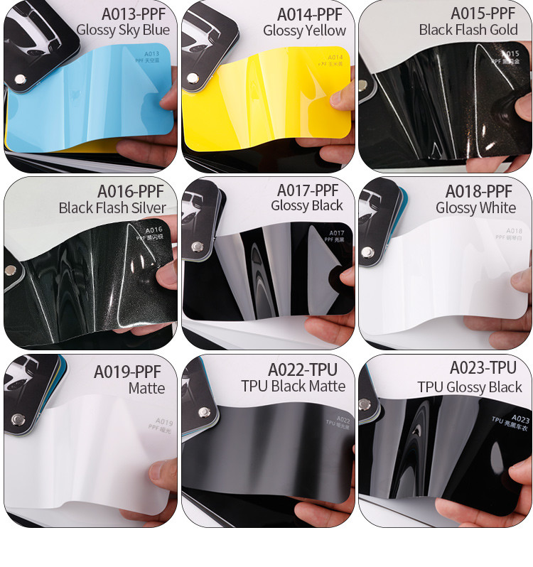 1.52x15m TPU Glossy white Vinyl Air Bubble Free Wrapping Glossy Sky Grey Paint Protection Smart Tint PPF Car Color Changing Film TPU tph PPF color