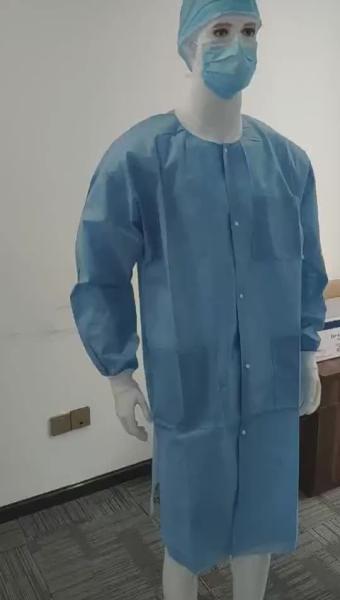 Quality Unisex Adult Non-woven Disposable Lab Coat Isolation Gowns Smocks for sale