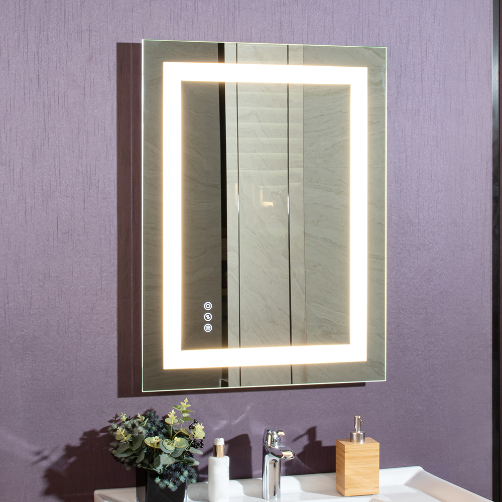 Rectangular Front Lighted LED Bathroom Wall Mirror with 5mm Copper Free Silver Mirror