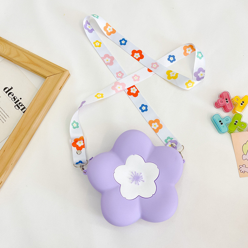 Parent-Child Messenger Bag Silicone Flower Kids Crossbody Bag Makeup Bag Storage Contianer School Office Supplies Gifts