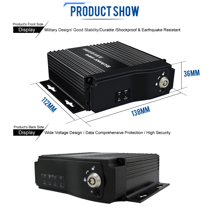 720P AHD Mobile DVR with Wifi 4G 4CH Real-time Recording Range of ship Voltage 8-36V