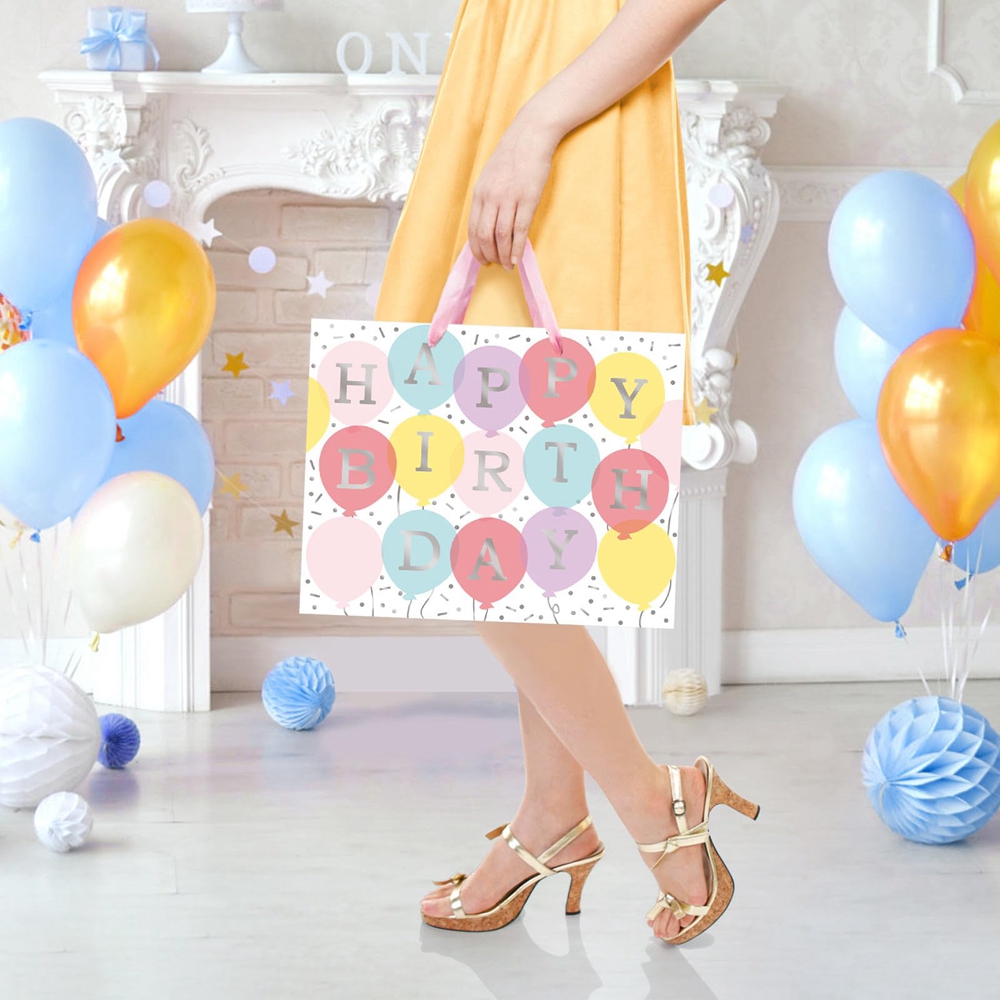 CMYK 4 Color Offset Printing Reusable Handmade Paper Bags With Logo for Birthday Party