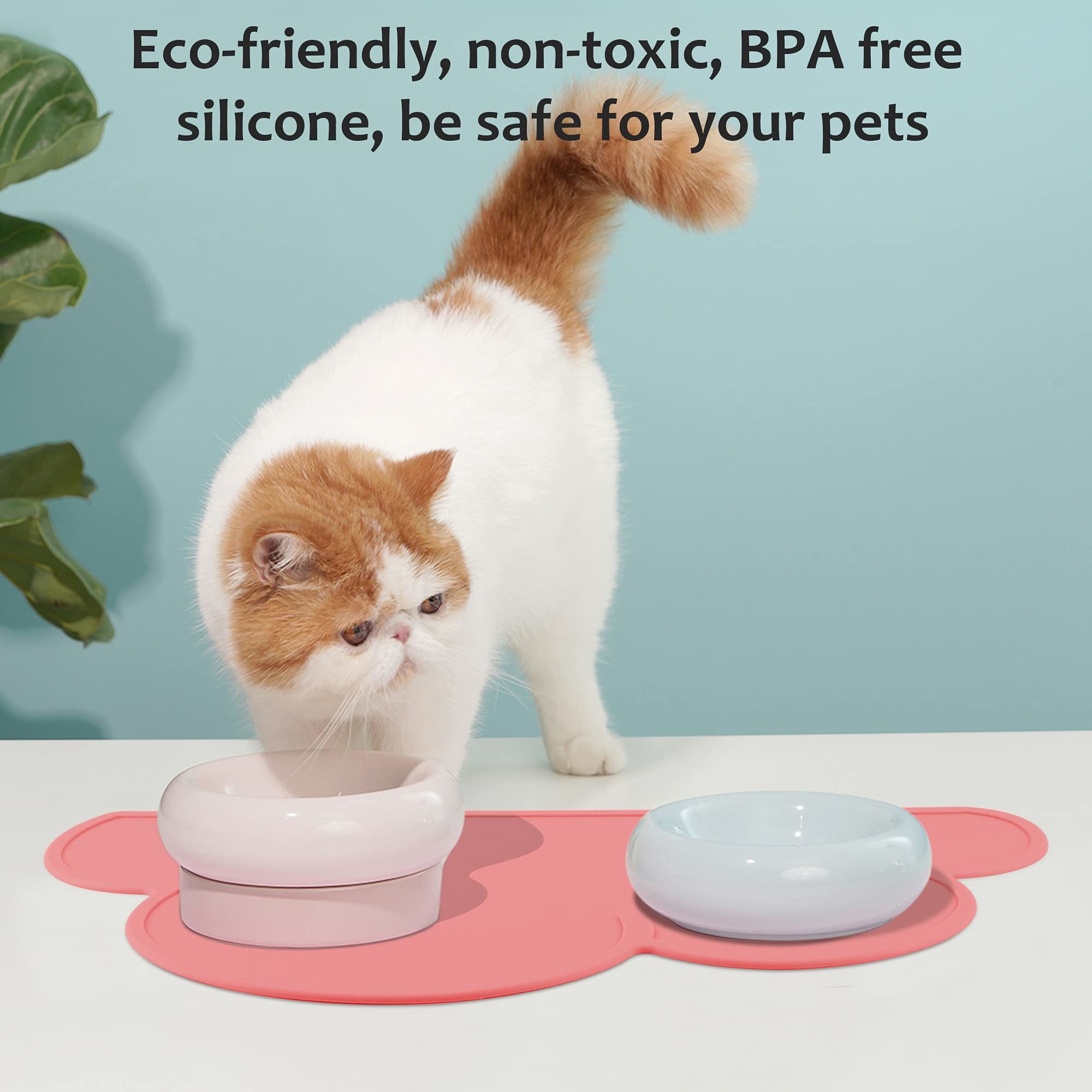 Silicone Pet Feeding Food Mat Dog Cat Placemat Mat With Raised Edge Anti-Slip Waterproof Pet Bowl Mats Pet Food Tray