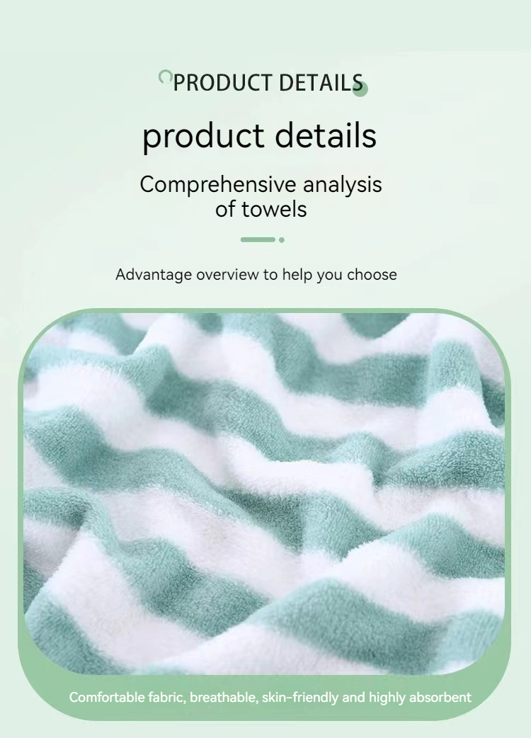 Polyester Towel Bath Towel Sets Wide Striped Colorful Thick Absorbent Coral Fleece Towel
