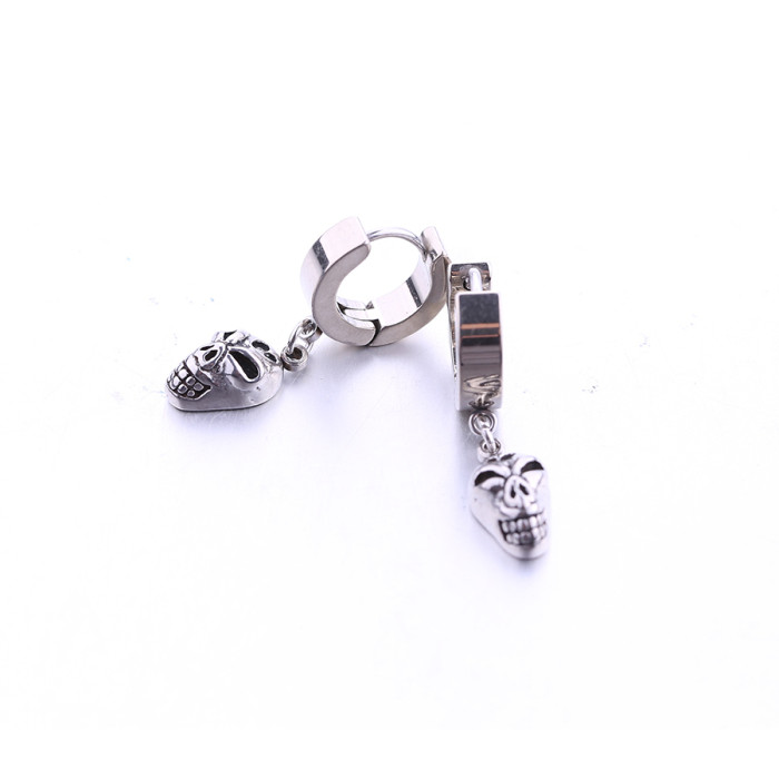 Wholesale cool earrings stainless steel body piercing jewelry skull huggie earrings