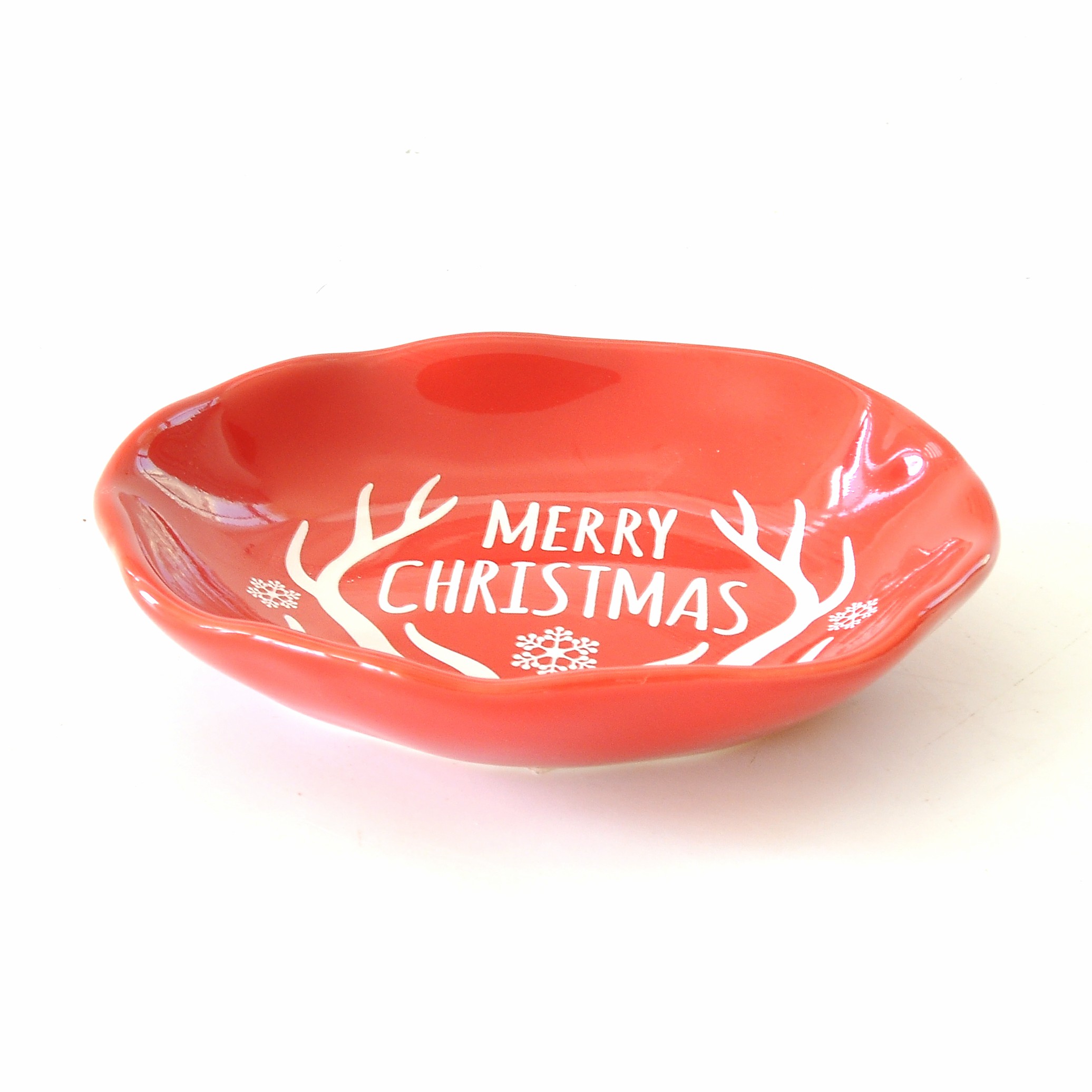 Red Color Ceramic Bathroom Set With Christmas Trees Deer Pattern