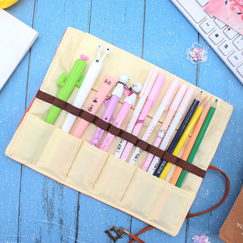 FRESH AND FASHIONABLE LARGE CAPACITY PEN BAG PENCIL CASE SIMPLE CREATIVE JUNIOR HIGH SCHOOL MEN AND WOMEN CANVAS PENCIL