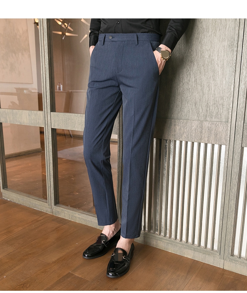 Button Decoration Winter Business Trousers for Men Quantity 200 Design Slim Fit Style