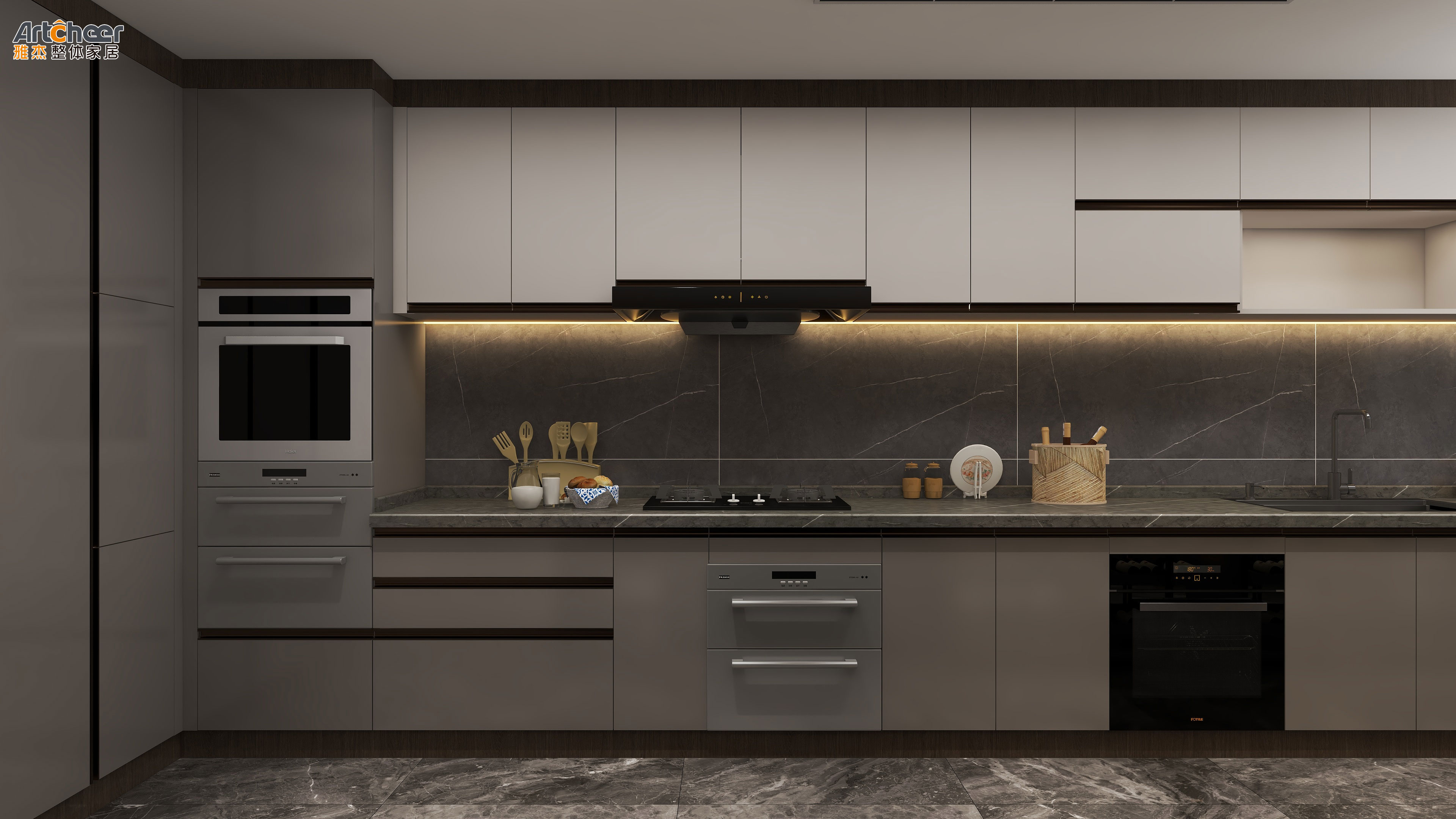 Maple Plywood Kitchen Cabinet Set with Wall Cabinet Affordable and Durable