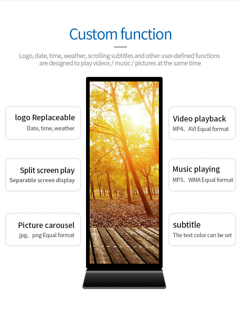 Edgeless 4K Floor Standing Digital Signage Kiosk For Advertisement