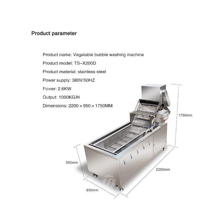 2.6KW Fruit and vegetable cleaning and processing equipment automatic washing machine conveyor belt bubble cleaning mach