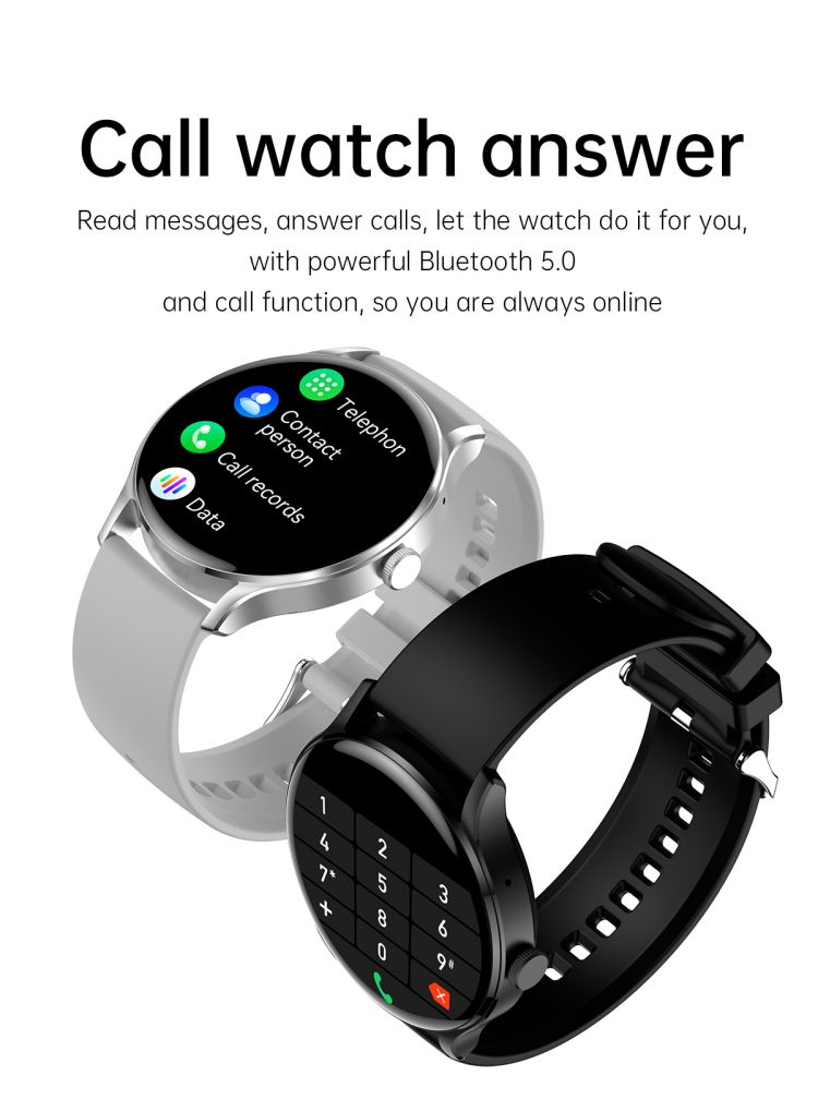 HK33 Fitness Tracker Smart Watch Round Offline Payment NFC Control Bracelet Indestructible