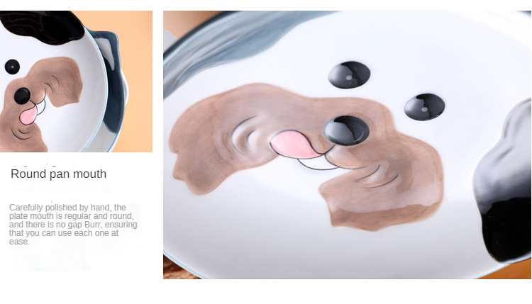 Cute Dog Design Ceramic Oven Bowl With 9 Inch 10 Inch 12 Inch Size