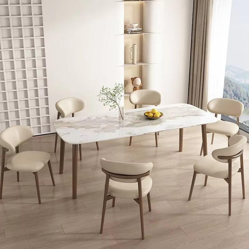 PU Wood And Leather Dining Chair Antique Wooden Restaurant Chairs