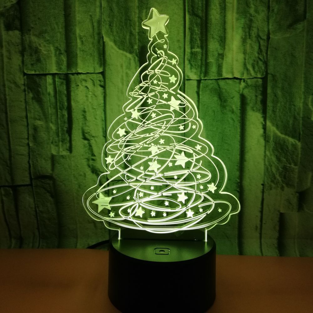 2019 Christmas tree Gift 3D night Lights Colorful LED Lights Creative Crack Small Table Lamp