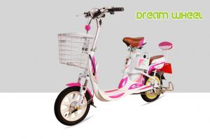 Buy cheap Mini Cool Pedal Assist Electric Bike 350W 48V Pink White Fashion Throttle System product