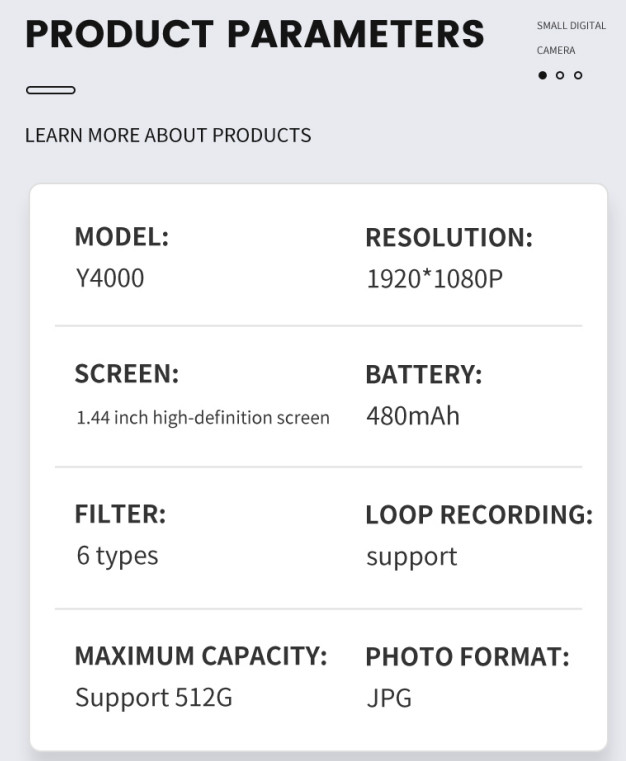 High Definition Selfies Y5000 Digital Video Camera 16x Zoom Entry-Level 50 Million Pixel