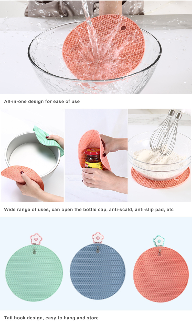 Silicone Pot Holder, Hot Pads,Heat Resistant Coasters, Tableware Insulation Pad Potholders
