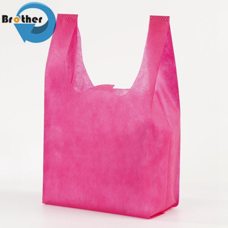 Wholesale T Shirt Vest D W Cut PP Non Woven Canvas Cotton Nylon Polyester Drawstring Supermarket Tote
