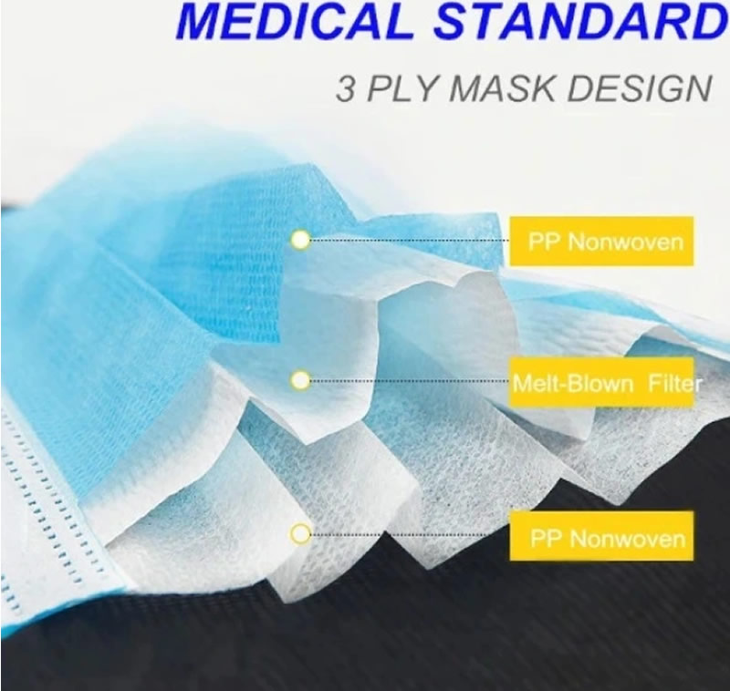 Anti-Bacterial Disposable 3-Ply Surgical Mask Facial Mask Face Mask for Adult with Ce and FDA Certificate