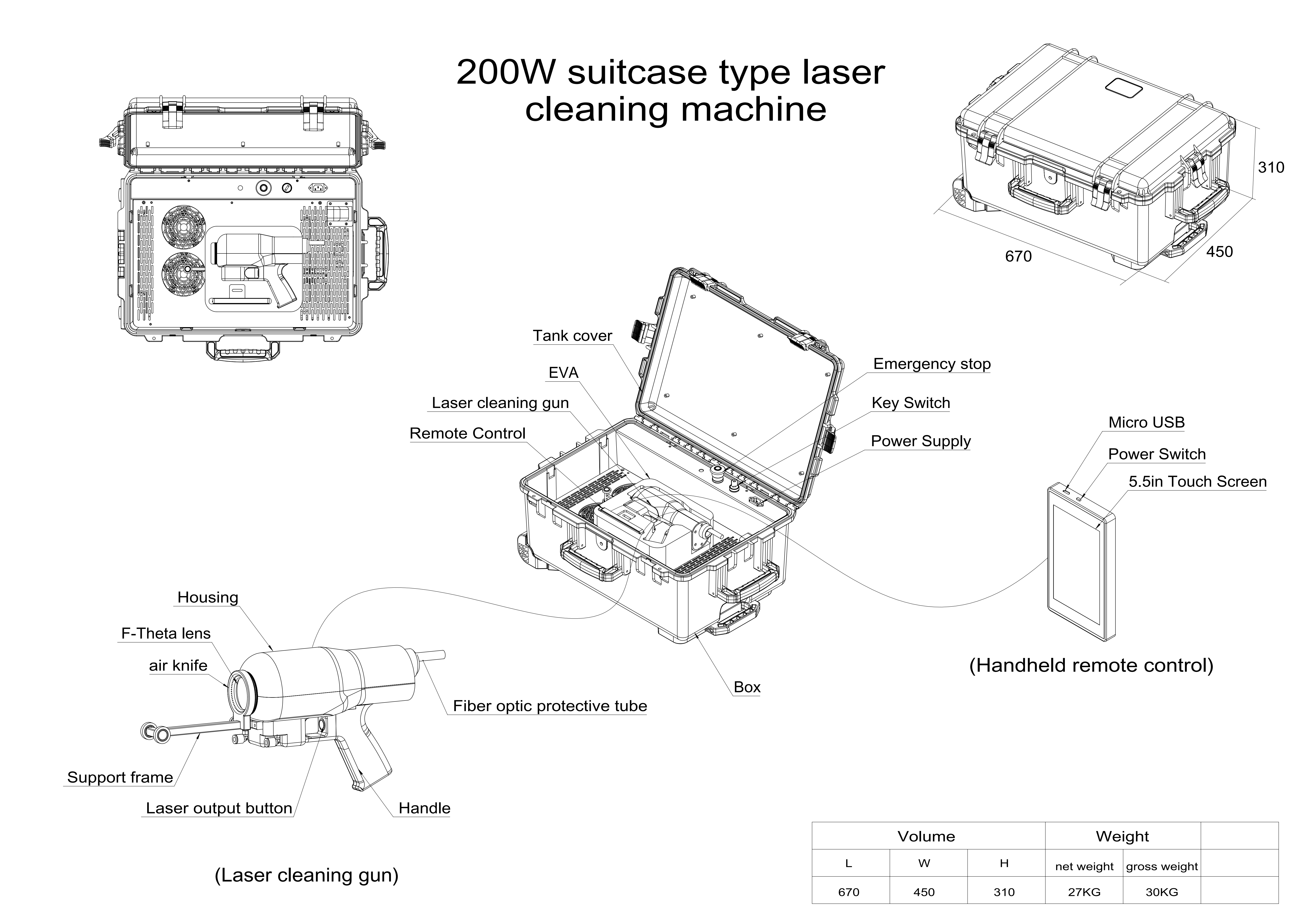 Mobile Case Graffiti Laser Cleaning Machine For Rust Removal