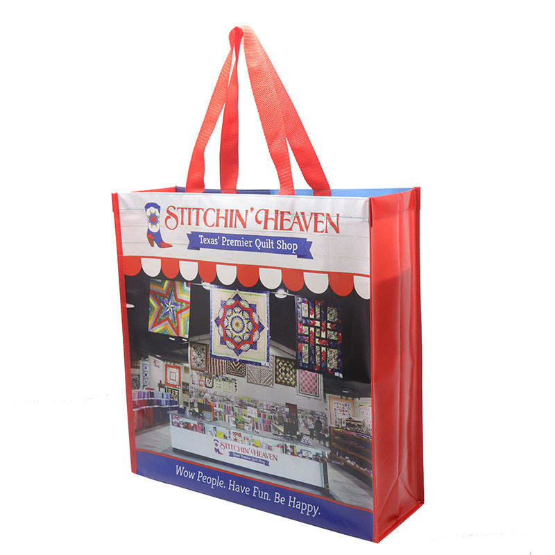 Customised folding reusable fashion pp woven full printing laminated shopping bag
