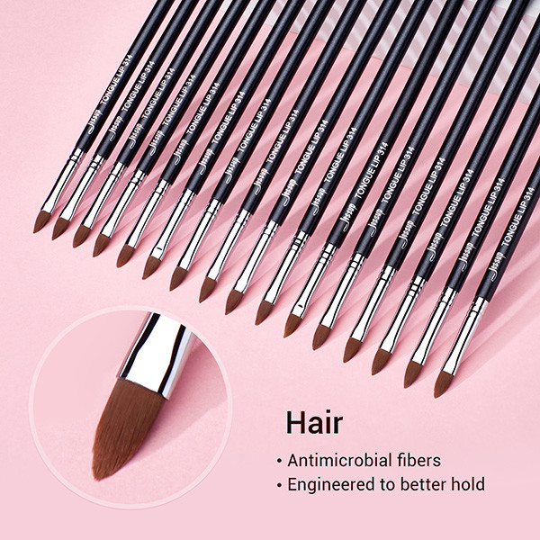 Tongue Shape Synthetic Hair Lip Brush Black Silver Makeup Tools