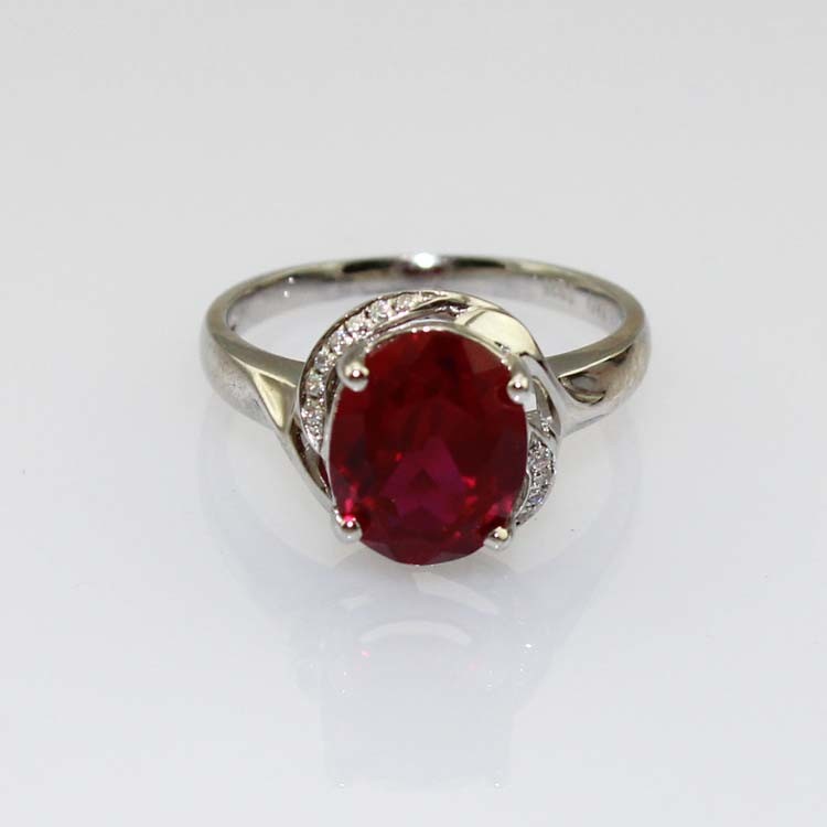 Fashion Jewelry 925 Silver 8mmx10mm Oval Citrine Cubic Zircon Ring (R131)