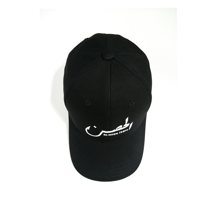 6 Panel Black Cotton Baseball Cap Adjustable Baseball Hat With Embroidery Logo