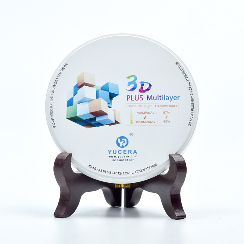 Yucera Multilayer Zirconia Block 43%-57% 700Mpa-1050Mpa Dental Zirconia Ceramic Disc