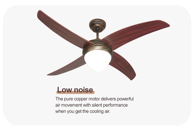 48 Inch Luxury Electrical Ceiling Fan with LED Light Source and Modern Design Style